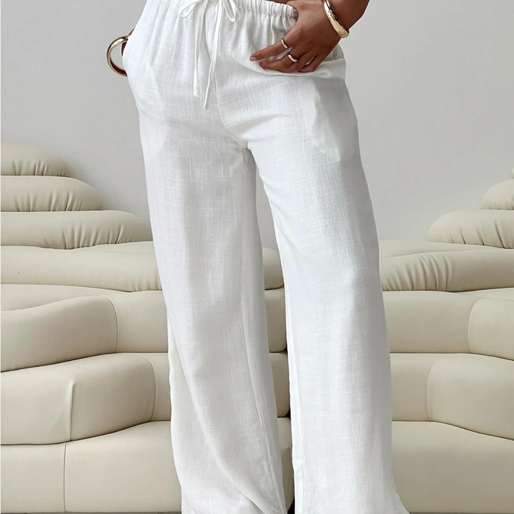 Princess Polly Parklea Linen blend pant white